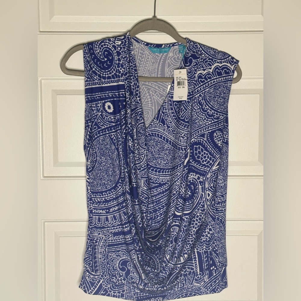 New with tags, Tori Richard Cowl neck shirt, size small